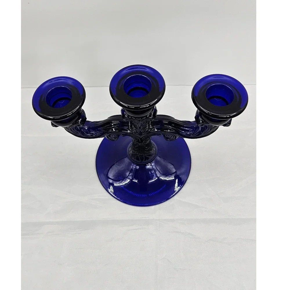 Cambridge Glass Co 3-lite #1307 Ornate Scroll Taper Candle Holder